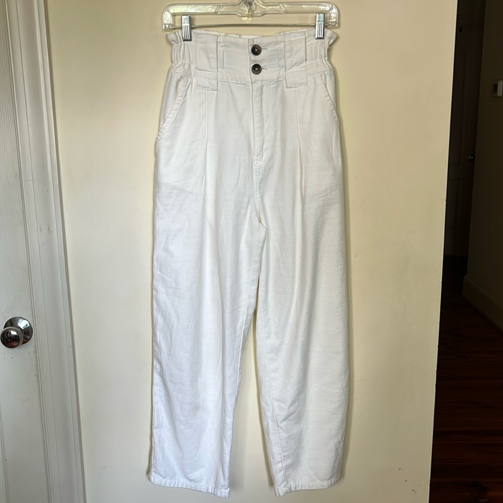 Free people white high waisted trouser pants